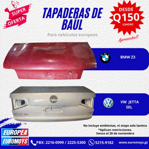 TAPADERA DE BAUL PARA BMW Z3 Y VW JETTA