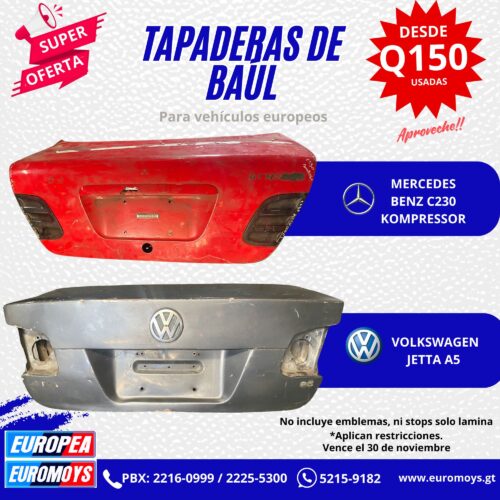 TAPADERA DE BAUL PARA MERCEDES BENZ KOMPRESOR C230 Y VOLKSWAGEN MK5