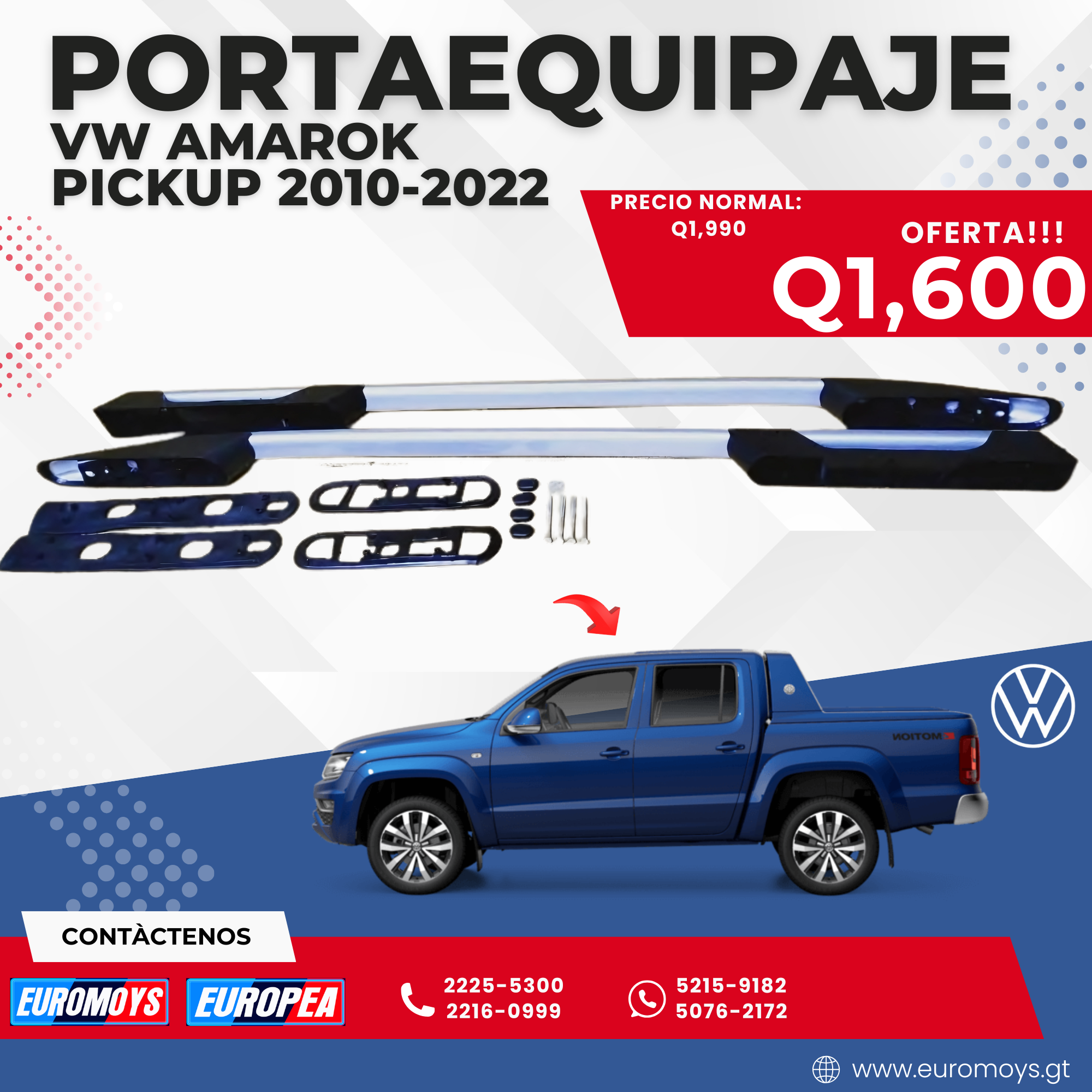 PORTAEQUIPAJE PARA VOLKSWAGEN AMAROK PICKUP 2010-2022 1 PORTAEQUIPAJE PARA VOLKSWAGEN AMAROK PICKUP 2010-2022