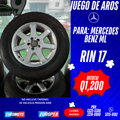 JUEGO DE AROS PARA MERCEDES BENZ W164 ML320 RIN 17