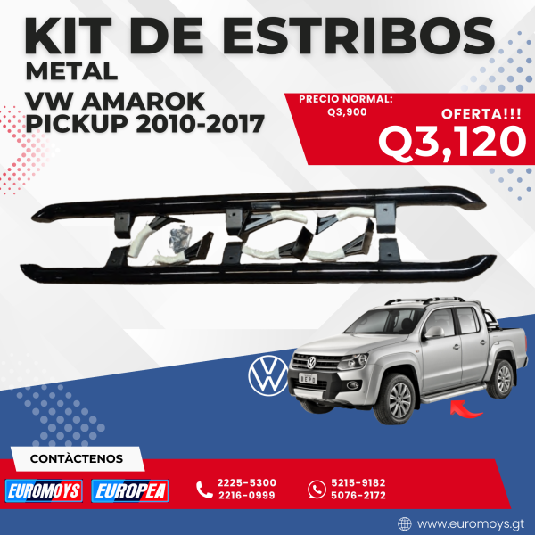 KIT DE ESTRIBOS DE METAL PARA VOLKSWAGEN AMAROK PICKUP 2010-2017