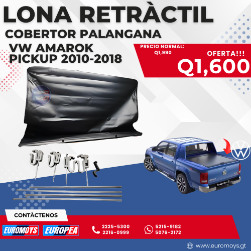 LONA RETRACTIL-COBERTO DE PALANGANA PARA VOLKSWAGEN AMAROK PICKUP 2010-2018