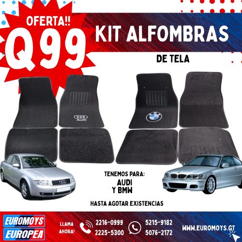 OFERTA JUEGO DE ALFOMBRAS DE TELA PARA AUDI Y BMW A SOLO Q99.00