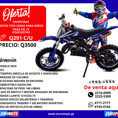 MOTO PARA NIÑOS TIPO CROSS MODELO 2024